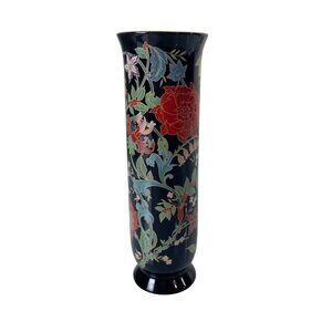 Vintage Fioretti Otagiri Japan Peggy Lee Toole Vase, Black, Floral Design, Home